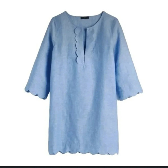 J. Crew scalloped chambray dress cover up - Picture 1 of 10